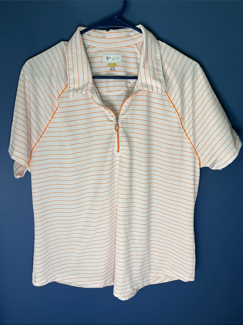 Greg Norman Women's Short play dry short sleeve golf/sports Polo - White/Orange